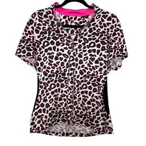 Tail Shirt Size Large Pink Black Leopard Print Quarter Zip Golf Top